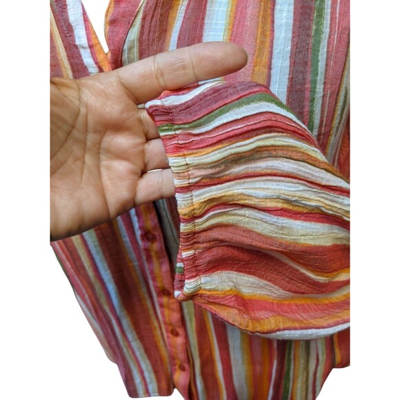Zac & Rachel Button Down Striped Tunic Blouse XL Lightweight Office Modest Work - Picture 6 of 12